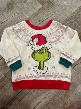 Dr. Seuss The Grinch Fair Isle Sweatshirt Toddler 4T Christmas Holiday Sweater